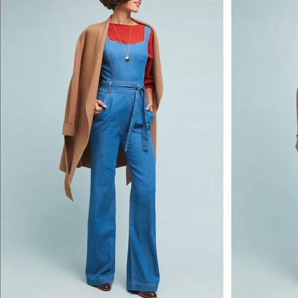 Anthropologie Ella Moss Magnolia Belted Jumpsuit - Picture 2 of 6